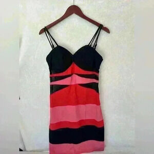 XOXO Black and Pink Striped Dress